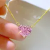 سلاسل S925 Silver Heart Necklace Pink Diamond Simple Design Design Ender 5A Zircon