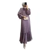 Etniska kläder Mellanöstern Dubai muslimska klänningar mantel lyxdiamoner kristaller hög hals långa ärmar veckar elegant arabisk festklänning abaya