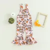 Rompers Focusnorm 0-4Y TODDLER Kids Girls Halloween Suspender Pants Sleeveless Ghost/Flowers/Pumpkin Print Jumpsuit 231005