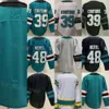 Män ishockey 39 Logan Couture Jerseys 48 Tomas Hertl Reverse Retro Brodery and Sewing Team Color Black Green Away For Sport Fans Pure Cotton Breattable