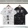 Diseñador de moda para hombres Camisetas de cordón de algodón Camisetas sueltas de algodón de lujo Casual Manga corta de verano Pintura al óleo Espalda negra 241U