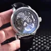 Marque 45 mm Maurice Lacroix Masterpiece MP7128-SS001-000 Squelette Cadran Noir Quartz Chronographe Montre Homme Argent Boîtier Cuir Stra2879