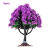 Dekorativa figurer 10st 6cm Purple Flower Tree Model Train Artificial Miniature Landskap Railroad Decoration Building Landscape