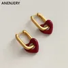 Stud Anenjery Frosted Matte Red Heart Hoop örhängen för kvinnor Vintage Ear Buckle Trendy smycken Tillbehör Pendientes Mujer 230928