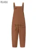 Women's Jumpsuits Rompers Mode femmes combinaisons jarretelle Fe casual poche ample Maxi Cargo pantalon ZANZEA 2023 printemps automne solide barboteuses salopetteL231005