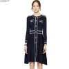 Autumn Women's Long Sleeve Sweater Dress Brand Design Office Lady lady Silk Decoration Retro Knit Dress Long Style Dress 20234V