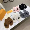 Slippers Luxury Sherpa Winter Fur Furry Warm letter designer shoes Solid color plush slippers for women casual