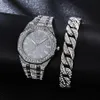 Montres-bracelets Montre de diamant pour hommes Top marque hommes de luxe glacé or Hip Hop Quartz montre-bracelet Relogio Masculino Reloj239r