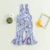 Rompers Focusnorm 0-4Y TODDLER Kids Girls Halloween Suspender Pants Sleeveless Ghost/Flowers/Pumpkin Print Jumpsuit 231005