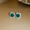 Bröllopsmycken set Fyuan Luxury Necklace Earrings Sets Green Crystal Necklace Women Weddings Bride Jewelry Accessories 231005