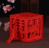 Hediye sargısı birçok stil ahşap Çin çifte mutluluk düğün iyiliği kutuları şeker kutusu kırmızı klasik şeker kasası ile püskül 6.5x6.5x6.5cm sn4230