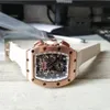Heren automatisch mechanisch horloge Japan West ijzeren stadsbeweging natuurlijk rubber horlogeband maat 50x45mm 316 roestvrij staal watc276y
