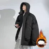 Erkekler Parkas Moda Vintage Kış Açık Kapşonlu Büyük Cep Çift Pamuklu Yastıklı Ceket Kalın Sıcak Renk Rüzgar Yasağı 231005