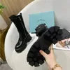 Women's Shoes Autumn and Winter New Genuine Leather Martin Boots Round Toe Lace Up Thick Soled High Boots Pocket Decoration Brand Design Punk Botas De Muize Size