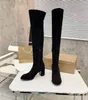 Women's elastic long boots Fashion suede leather Soft zippered high heels 7cm runway party wedding Martin boot accessory box 35-42