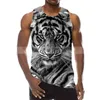 Tigre gráfico masculino sem mangas 3d topo férias camisetas animais regata ginásio meninos streetwear novidade vest257r