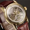 Männer Armbanduhren Luxus Goldene Skeleton Mechanische Steampunk Männliche Uhr Automatische Armbanduhr Lederband Herren Horloges J19070251N