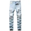 Jeans da uomo Nuovi pantaloni da uomo in denim tendenza foro Pantaloni dritti in denim nero slim fit tendenza da uomoL23105