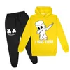 Clothing Sets Kids Spring 2Pcs Fashion Dj Marshmellow Children's Hoodie SweatersPants Set 3-13Y Boys And Girls Tracksuit Clothes 231005