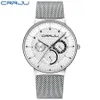 Orologi da uomo CRRJU Top Brand di lusso impermeabile ultra sottile data orologio cinturino in acciaio maschile orologio al quarzo casual orologio sportivo bianco L2915
