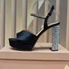 Rhinestone heel Designers Sandals Platform heels shoes Serpentine skin 12.5cm high heeled ladies Wedding Party Designer shoe 35-42 with box chunky heel womens Sandal