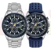 Luxury Wateproof Quartz Watches Business Casual Steel Band Watch Men's Blue Angels World Chronograph WristWatch 2201132389