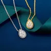 Merk Pure 925 Sterling Zilveren Sieraden Voor Vrouwen Water Drop Diamanten Hanger Gouden Ketting Leuke Mooie Ontwerp Fijne Luxury264I
