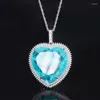 Pendant Necklaces SpringLady Vintage 32 32mm Heart Pink Quartz Amethyst Paraiba Tourmaline Necklace For Women Gemstone Fine Jewel Gift