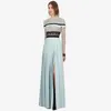 HMA Spring High Quality Pleated Split Designer Runway Women Long Sleeve Maxi Dresses Self-Portrait Dress Y200805234F