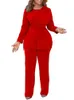 Dames Jumpsuits Rompertjes Dames Jumpsuit Lange mouw Hoge taille Slim Fit Dames Overalls Rood Afrikaans Elegant Classy Big Size One Piece Rompertjes Herfst NewL231005