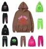 Spider Hoodie Sp5der 55555555 Męski kaptura z kapturem męskiej i damskiej wysokiej jakości aniołów Anioła Number Puff do nadruku bluzy Pająk Bluza drzwi jasnoniebieski zielony