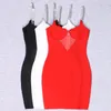 Casual Dresses 2023 Est Sweet Lady Bandage Dress 3 Colors Gauze&Silver Chain Design Spaghetti Strap Sexy Evening Party Red Carpet Gown