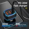 PD 32W 5V 12V double USB + Type C 3 Ports adaptateur de voiture de charge Super rapide chargeur d'alimentation de téléphone portable pour iPhone Apple