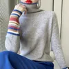 Damenpullover, 100 % Merino-Kaschmir-Pullover, Kragen-Pullover, 22 Herbst und Winter, gestricktes Bottoming-Shirt, modische Colorblocking-Oberteile 231005