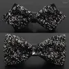 Bow Ties RBOCOMen's Fashion Crystal Bling Tie Novelty Flat Corner Sharp Solid Gold Silvery Bowtie For Men Wedding