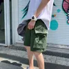 Mäns shorts japansk stort fickarbete för män och ungdomars sommarmodemärke ins trendiga löst rak capris