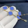 Серебро 925 пробы Дизайнерский Lucky Элегантный браслет-подвеска Cleef Fashion Vintage 5 мотивов Браслеты Ожерелье в виде листьев клевера Роскошный дизайн Weddi272I