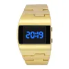 Zegarek na rękę fajne modne zegarki stalowe dla mężczyzn Kreatywne monochromatyczne cyfrowe elektroniczne zegarek Casual Stainles Dial2753