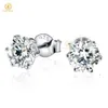 2023 White Gold/rose Gold/yellow Gold Plated 925 Silver 6.5mm Moissanite Wedding Earrings for Brides