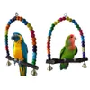 Perroquets en bois naturel balançoire jouet oiseaux perles colorées fournitures d'oiseaux cloches jouets perche suspendus balançoires Cage pour Pets288b