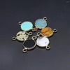 Pendant Necklaces 10 Pcs Round Shape Random Healing Crystal Stone Connectors Agate Charms For Making Jewelry Necklace Gift