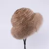 Wide Brim Hats Bucket SUPPEV STTDIO Luxury Women s Winter Warm 100 Mink Fur Knitted Hat Trim Caps Top Beanies 231005