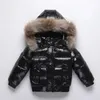 Manteau d'hiver doudoune pour fille vraie fourrure imperméable brillant épaissir chaud garçon vêtements de sortie d'hiver manteau 1-8 ans enfants Parka tenue 231005
