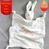 Bibs Burp Cloths Name Personalized Muslin Cotton Soother Towel Bib Baby Comforter Blanket Infant Kids Sleeping Dolls for Children 231008