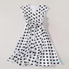 カジュアルドレスQueen Letizia Ortiz Rocasolano Polka Dot Print Women Dress V-NeckMaxi1635