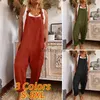 Kvinnors jumpsuits rompers 2023 Summer Jumpsuit Kvinnor Lossa avslappnad ärmlösa Bib Overaller Rompers Lång jumpsuits Solid Color Playsuits L231005