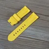 Watch Bands 24mm Black Red Gray Orange White Green Yellow Soft Silicone Rubber Watchband Replace For PAM PAM441 PAM111 With Butter289T