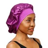 Beanie Skull Caps Damen Satin Solid Breitkrempige Schlafmütze Unisex Kopfwickel Gummiband Kappe Haarpflege Bonnet Nacht Bonnet de Nuit 231005