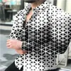 Koszule sukien męskich wiosna jesienna geometryczna druk menu bawełniany długie rękaw Jakość swobodna szczupła designerska odzież Big S307o