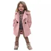 Coat The latest fashion autumn and winter warm coat for children's clothing girls' large particle lapel trench 231008